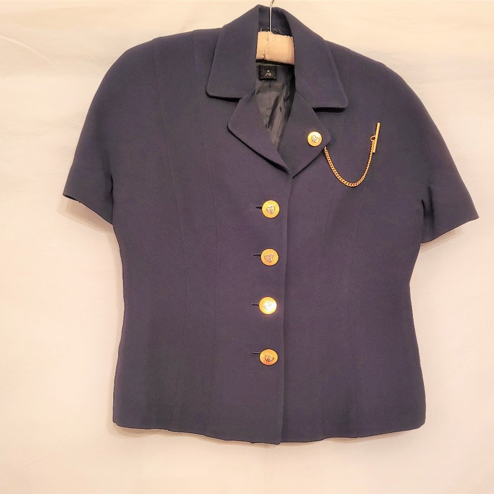 Griffith Gray for St John's Navy Short Sleeve Blouse Size 2